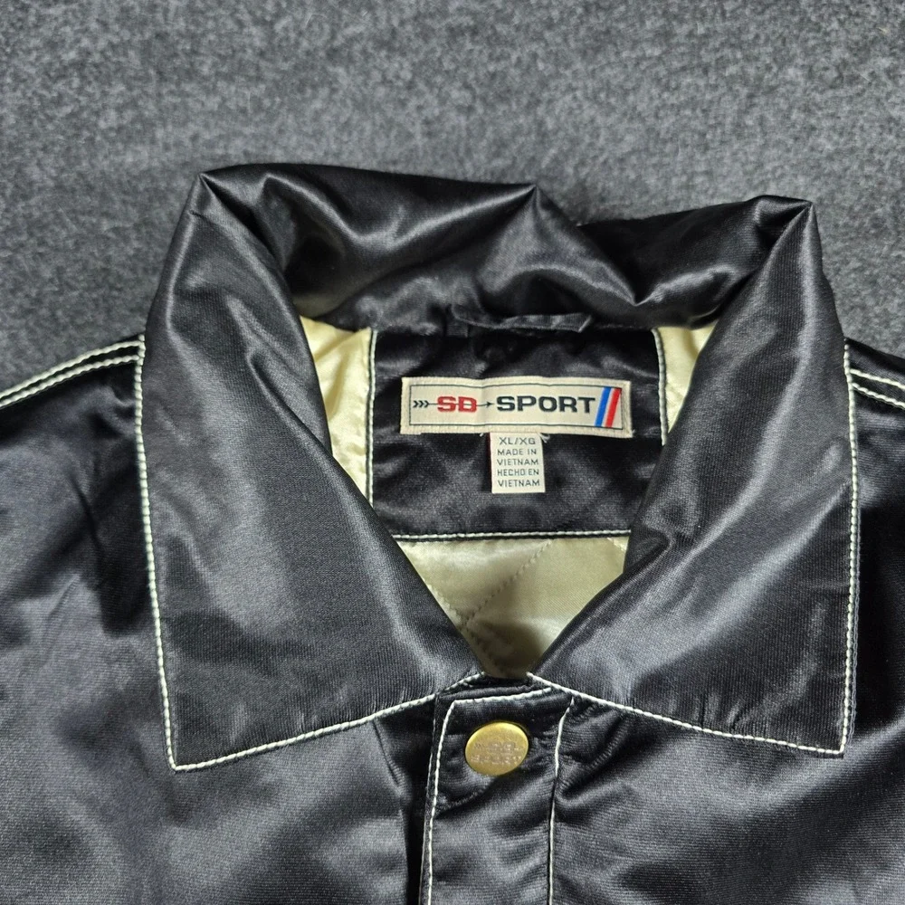 Men's Black Red Satin Varsity Jacket Streetwear ASO Drakeo The Ruler Size XL